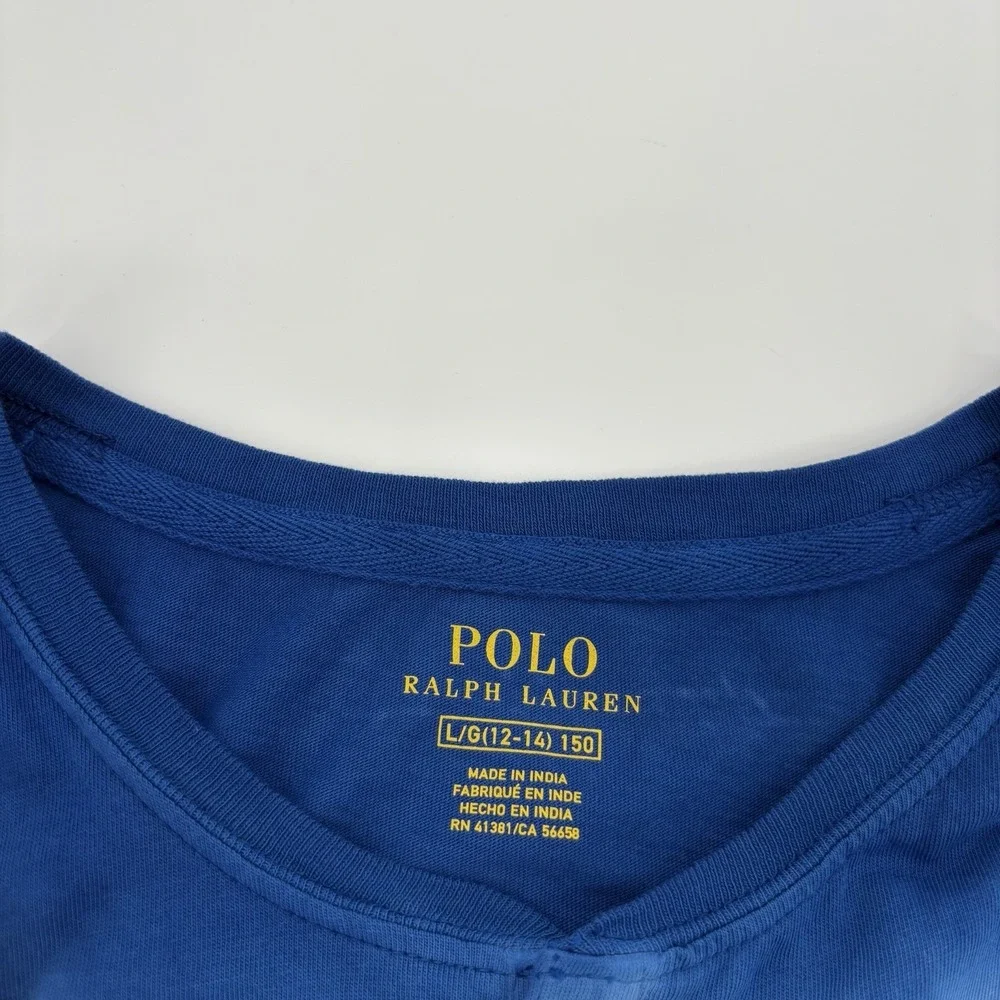 Polo Ralph Lauren Girls Blue Multicolor Ombre Jersey Romper Large (12-14)‎